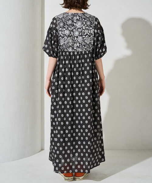 限定展開 インド 花柄 フロント 切り替え ワンピース（ワンピース