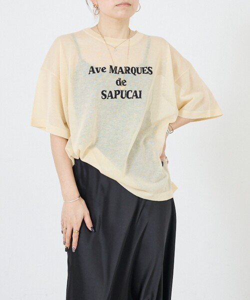 DESIGNWORKS(デザインワークス)の「シアークールロゴニット(Tシャツ/カットソー・レディース・グレイッシュベージュ/ライトブルー/ダークベージュ/ブラック・38)」の11枚目の写真