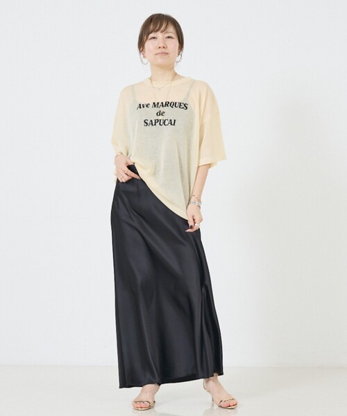 DESIGNWORKS(デザインワークス)の「シアークールロゴニット(Tシャツ/カットソー・レディース・グレイッシュベージュ/ライトブルー/ダークベージュ/ブラック・38)」の18枚目の写真