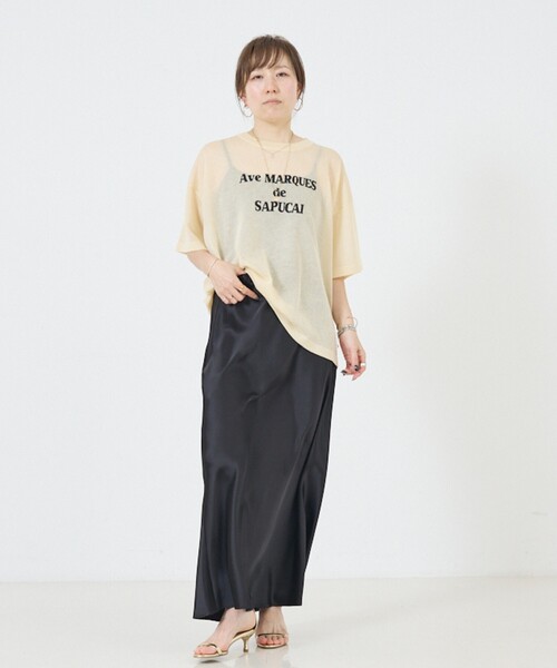DESIGNWORKS(デザインワークス)の「シアークールロゴニット(Tシャツ/カットソー・レディース・グレイッシュベージュ/ライトブルー/ダークベージュ/ブラック・38)」の19枚目の写真