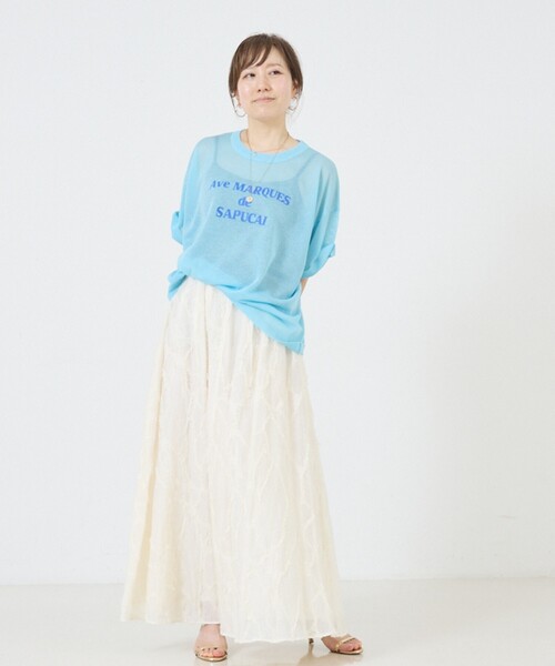 DESIGNWORKS(デザインワークス)の「シアークールロゴニット(Tシャツ/カットソー・レディース・グレイッシュベージュ/ライトブルー/ダークベージュ/ブラック・38)」の20枚目の写真
