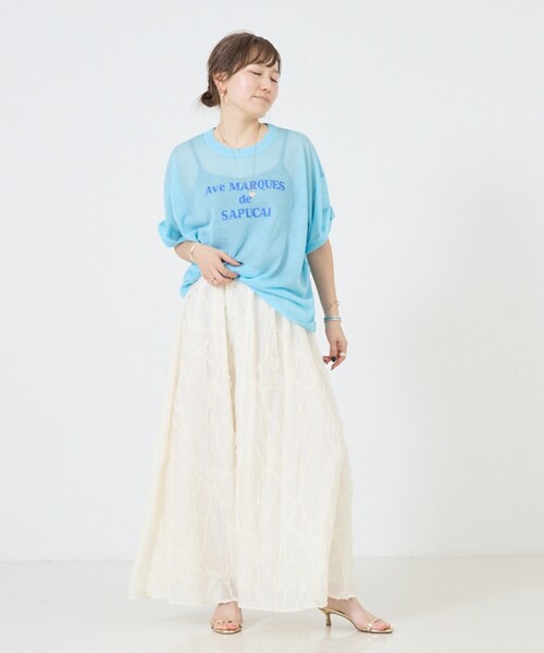 DESIGNWORKS(デザインワークス)の「シアークールロゴニット(Tシャツ/カットソー・レディース・グレイッシュベージュ/ライトブルー/ダークベージュ/ブラック・38)」の21枚目の写真