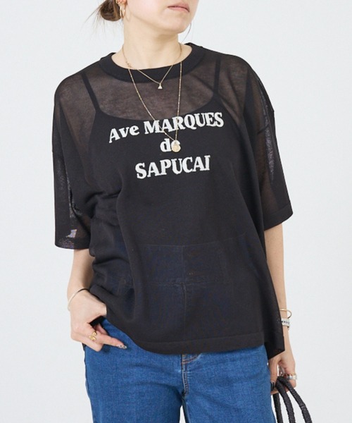 DESIGNWORKS(デザインワークス)の「シアークールロゴニット(Tシャツ/カットソー・レディース・グレイッシュベージュ/ライトブルー/ダークベージュ/ブラック・38)」の2枚目の写真