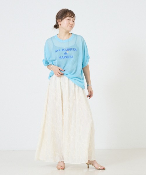 DESIGNWORKS(デザインワークス)の「シアークールロゴニット(Tシャツ/カットソー・レディース・グレイッシュベージュ/ライトブルー/ダークベージュ・38)」の15枚目の写真