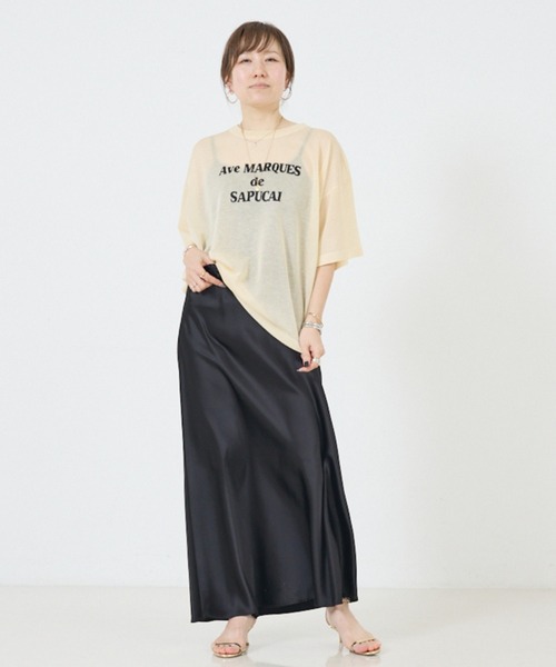 DESIGNWORKS(デザインワークス)の「シアークールロゴニット(Tシャツ/カットソー・レディース・グレイッシュベージュ/ライトブルー/ダークベージュ・38)」の17枚目の写真