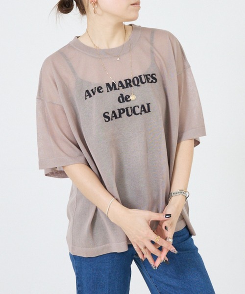 DESIGNWORKS(デザインワークス)の「シアークールロゴニット(Tシャツ/カットソー・レディース・グレイッシュベージュ/ライトブルー/ダークベージュ・38)」の9枚目の写真