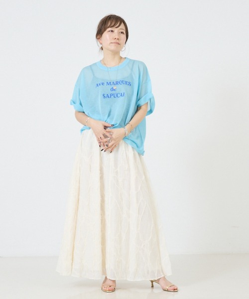DESIGNWORKS(デザインワークス)の「シアークールロゴニット(Tシャツ/カットソー・レディース・グレイッシュベージュ/ライトブルー/ダークベージュ・38)」の20枚目の写真