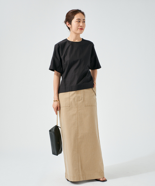 VERMEIL par iena(ヴェルメイユパーイエナ)の「cotton back satin T-ブラウス(シャツ/ブラウス・レディース・ブラック/ホワイト・FREE)」の5枚目の写真
