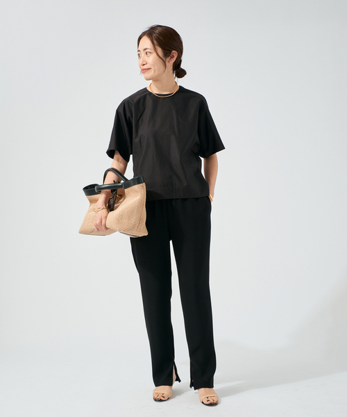 VERMEIL par iena(ヴェルメイユパーイエナ)の「cotton back satin T-ブラウス(シャツ/ブラウス・レディース・ブラック/ホワイト・FREE)」の10枚目の写真