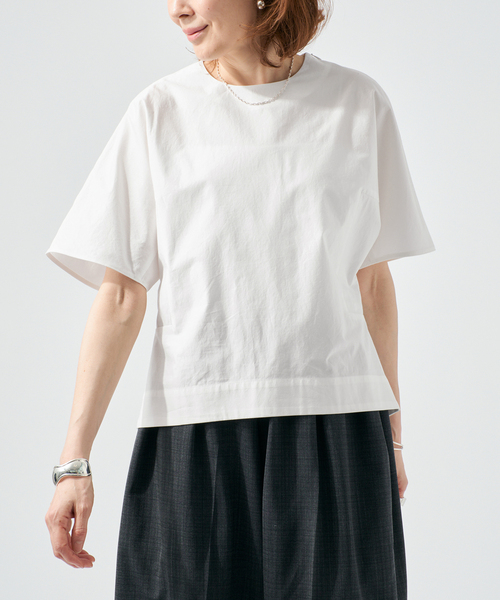 VERMEIL par iena(ヴェルメイユパーイエナ)の「cotton back satin T-ブラウス(シャツ/ブラウス・レディース・ブラック/ホワイト・FREE)」の18枚目の写真