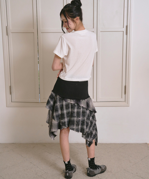 THE GREEN LAB（ザグリーンラボ）の「アンバランスチェックデニムスカート[チャコールグレー]（スカート・レディース・その他・FREE）」の9枚目の写真