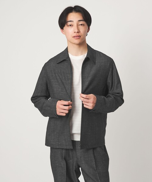 green label relaxing(グリーンレーベルリラクシング)の「TW リネン デニムライク ブルゾン(ブルゾン・メンズ・ブラック/ダークグリーン・XL/L/S/M)」の1枚目の写真
