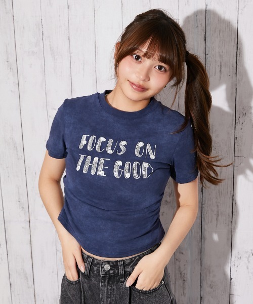 GORGE(ゴージ)の「《キラキラスパンコールロゴ》ムラ染め風カットソー/カジュアル/春夏/全4色(Tシャツ/カットソー・レディース・ブラック/オフホワイト/ピンク/ネイビー・F)」の8枚目の写真