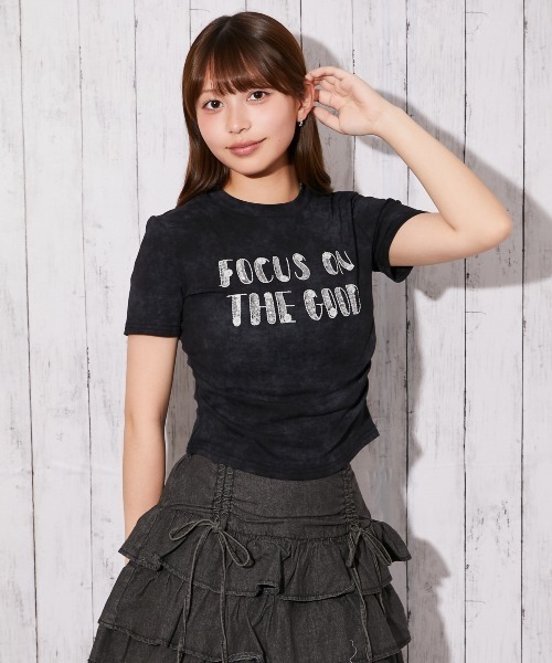 GORGE(ゴージ)の「《キラキラスパンコールロゴ》ムラ染め風カットソー/カジュアル/春夏/全4色(Tシャツ/カットソー・レディース・ブラック/オフホワイト/ピンク/ネイビー・F)」の12枚目の写真