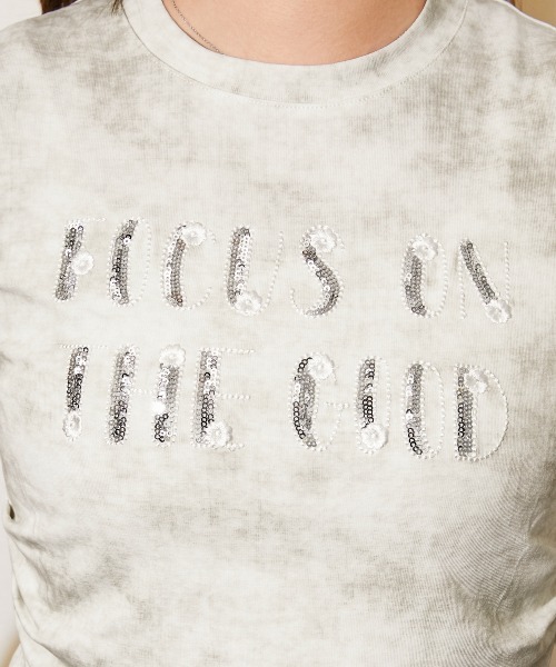 GORGE(ゴージ)の「《キラキラスパンコールロゴ》ムラ染め風カットソー/カジュアル/春夏/全4色(Tシャツ/カットソー・レディース・ブラック/オフホワイト/ピンク/ネイビー・F)」の13枚目の写真