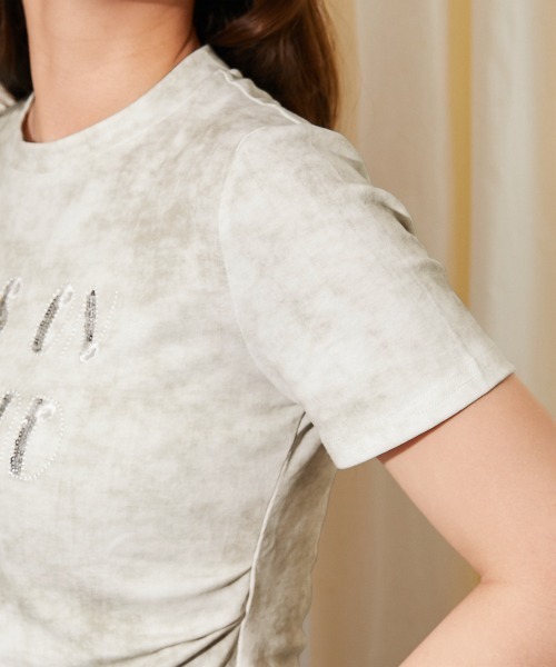 GORGE(ゴージ)の「《キラキラスパンコールロゴ》ムラ染め風カットソー/カジュアル/春夏/全4色(Tシャツ/カットソー・レディース・ブラック/オフホワイト/ピンク/ネイビー・F)」の14枚目の写真
