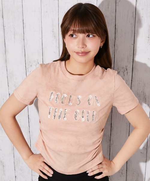 GORGE(ゴージ)の「《キラキラスパンコールロゴ》ムラ染め風カットソー/カジュアル/春夏/全4色(Tシャツ/カットソー・レディース・ブラック/オフホワイト/ピンク/ネイビー・F)」の10枚目の写真