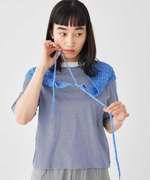 collex(コレックス)の「ブークレーヤーンニットレースストール(ストール/ショール・レディース・アイボリー/ブラック/ブルー・フリー)」の18枚目の写真
