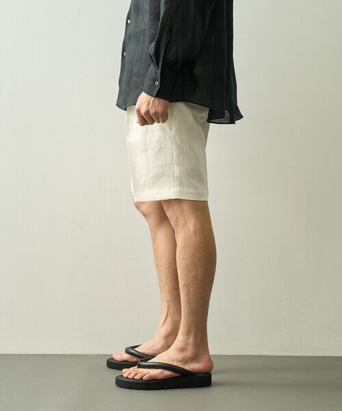 FUJI(フジ)の「【FUJI/フジ】LINEN ONE TUCK SHORTS(その他パンツ・メンズ・オフホワイト/ブラウン・4/5)」の3枚目の写真