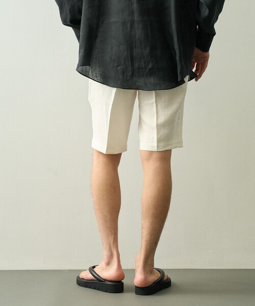FUJI(フジ)の「【FUJI/フジ】LINEN ONE TUCK SHORTS(その他パンツ・メンズ・オフホワイト/ブラウン・4/5)」の4枚目の写真