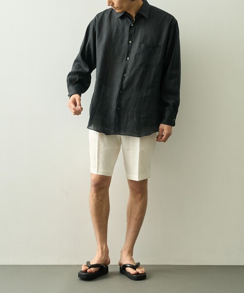 FUJI(フジ)の「【FUJI/フジ】LINEN ONE TUCK SHORTS(その他パンツ・メンズ・オフホワイト/ブラウン・4/5)」の5枚目の写真
