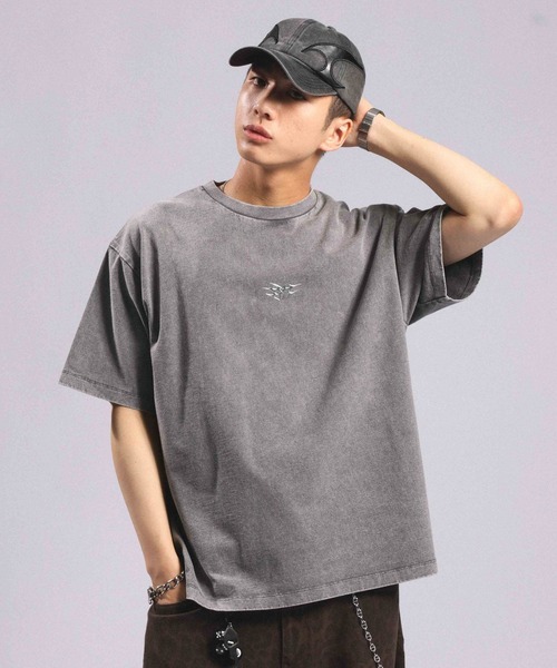 RAGEBLUE(レイジブルー)の「Front Metal Compact T-Shirt/フロントメタルコンパクトTシャツ(Tシャツ/カットソー・メンズ・ブラック/グレー・MEDIUM/LARGE)」の1枚目の写真