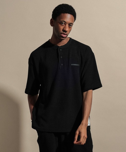 カットソー(半袖/袖なし) MEDI BACK DRAPE WAFFLE TOP NUMERALS]WAFFLE HENLEY T-SHIRT（Tシャツ/カットソー）｜NUMERALS