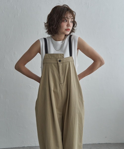 notch.(ノッチ)の「【 notch. by KR 】アシメサロペット(サロペット/オーバーオール・レディース・ブラウン/ベージュ/ブラック/オフホワイト・M/TM)」の1枚目の写真
