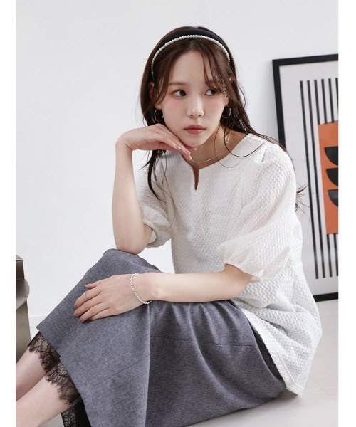 fifth(フィフス)の「ふくれジャガードペプラムブラウス(シャツ/ブラウス・レディース・ブラック/ホワイト/イエロー・M)」の16枚目の写真