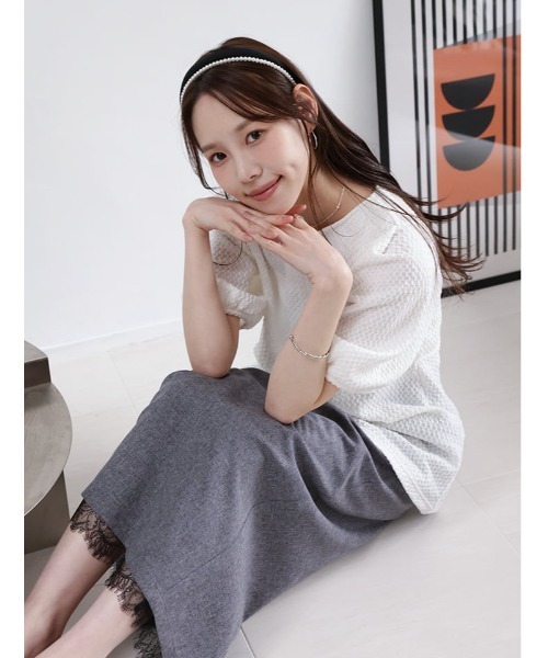 fifth(フィフス)の「ふくれジャガードペプラムブラウス(シャツ/ブラウス・レディース・ブラック/ホワイト/イエロー・M)」の18枚目の写真