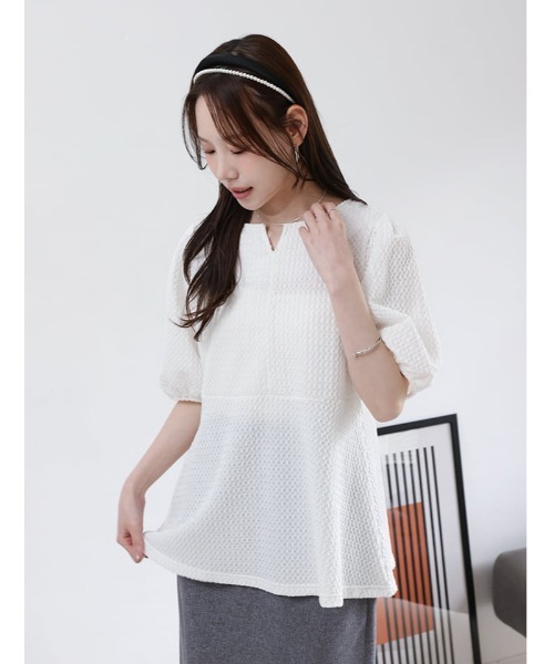 fifth(フィフス)の「ふくれジャガードペプラムブラウス(シャツ/ブラウス・レディース・ブラック/ホワイト/イエロー・M)」の19枚目の写真