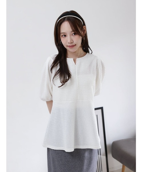 fifth(フィフス)の「ふくれジャガードペプラムブラウス(シャツ/ブラウス・レディース・ブラック/ホワイト/イエロー・M)」の20枚目の写真