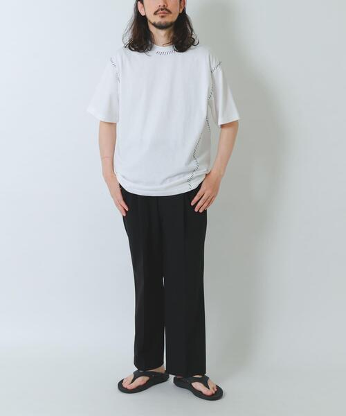 ITEMS URBANRESEARCH(アイテムズ アーバンリサーチ)の「ブランケットステッチ クルーネックTシャツ(Tシャツ/カットソー・メンズ・ホワイト/ブラック・MEDIUM/LARGE)」の9枚目の写真