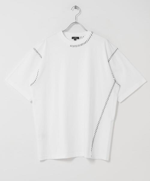 ITEMS URBANRESEARCH(アイテムズ アーバンリサーチ)の「ブランケットステッチ クルーネックTシャツ(Tシャツ/カットソー・メンズ・ホワイト/ブラック・MEDIUM/LARGE)」の8枚目の写真