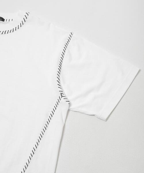 ITEMS URBANRESEARCH(アイテムズ アーバンリサーチ)の「ブランケットステッチ クルーネックTシャツ(Tシャツ/カットソー・メンズ・ホワイト/ブラック・MEDIUM/LARGE)」の7枚目の写真