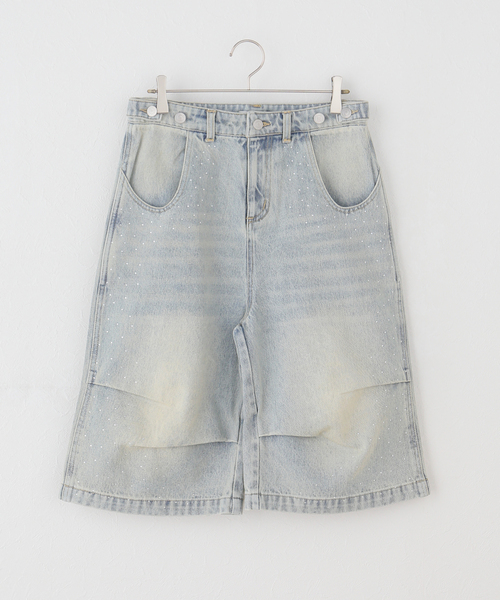 JOINT WORKS(ジョイントワークス)の「ラインストーン デニムショーツ / J Rhine Stone Denim Shorts(その他パンツ・レディース・ブラック/ブルー・MEDIUM/LARGE)」の2枚目の写真