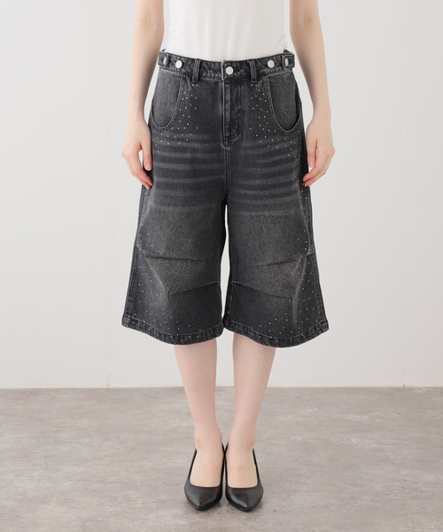 JOINT WORKS(ジョイントワークス)の「ラインストーン デニムショーツ / J Rhine Stone Denim Shorts(その他パンツ・レディース・ブラック/ブルー・MEDIUM/LARGE)」の12枚目の写真