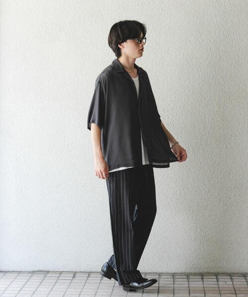 SENSE OF PLACE by URBAN RESEARCH(センスオブプレイスバイアーバンリサーチ)の「シアーヨウリュウオープンカラーシャツ(シャツ/ブラウス・メンズ・チャコールグレー/グリーン/ブルー/イエロー/ブラウン・LARGE/MEDIUM)」の10枚目の写真