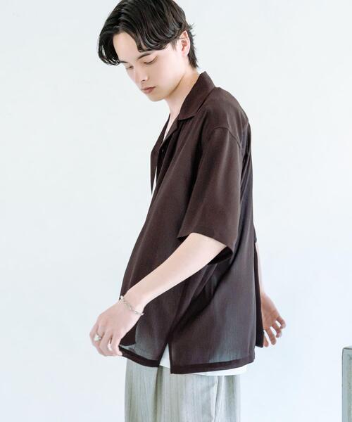 SENSE OF PLACE by URBAN RESEARCH(センスオブプレイスバイアーバンリサーチ)の「シアーヨウリュウオープンカラーシャツ(シャツ/ブラウス・メンズ・チャコールグレー/グリーン/ブルー/イエロー/ブラウン・LARGE/MEDIUM)」の20枚目の写真