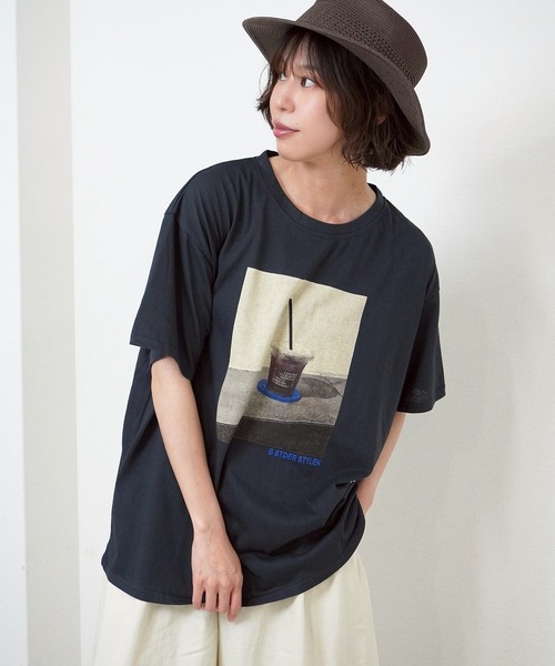 gossara（ゴサラ）の「【ほんのりシアーな素材感】スラブ天竺プリントＴ（Tシャツ/カットソー・レディース・ホワイト/ネイビー/カーキ・FREE）」の3枚目の写真