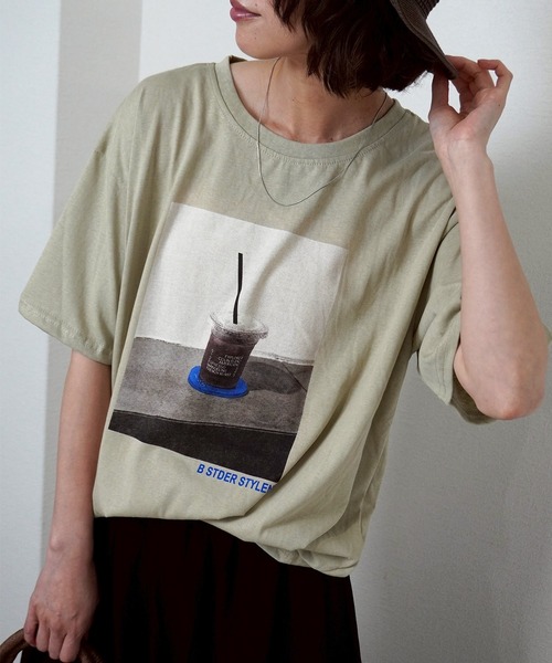 gossara（ゴサラ）の「【ほんのりシアーな素材感】スラブ天竺プリントＴ（Tシャツ/カットソー・レディース・ホワイト/ネイビー/カーキ・FREE）」の2枚目の写真