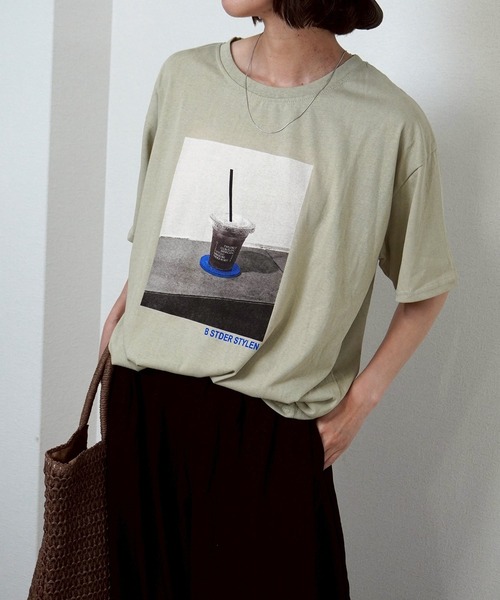 gossara（ゴサラ）の「【ほんのりシアーな素材感】スラブ天竺プリントＴ（Tシャツ/カットソー・レディース・ホワイト/ネイビー/カーキ・FREE）」の5枚目の写真