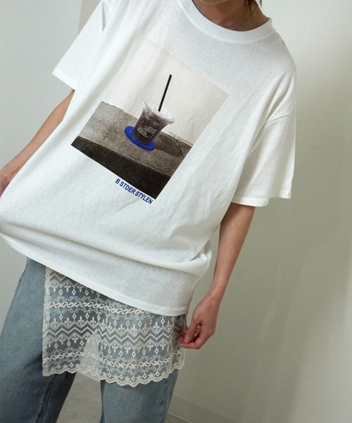 gossara（ゴサラ）の「【ほんのりシアーな素材感】スラブ天竺プリントＴ（Tシャツ/カットソー・レディース・ホワイト/ネイビー/カーキ・FREE）」の12枚目の写真