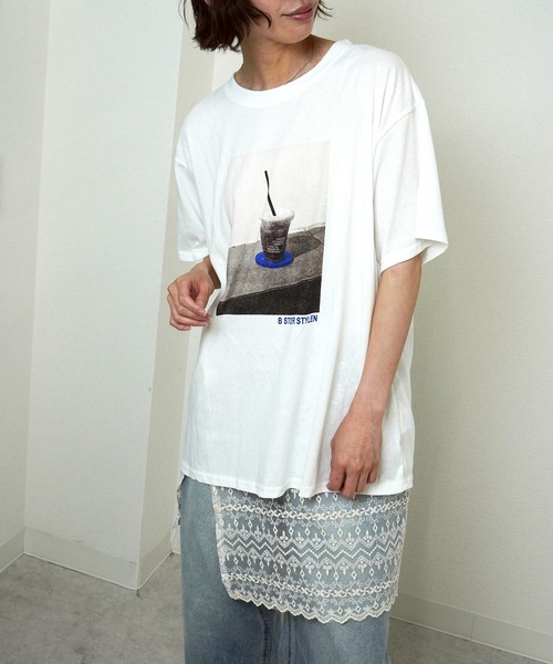gossara（ゴサラ）の「【ほんのりシアーな素材感】スラブ天竺プリントＴ（Tシャツ/カットソー・レディース・ホワイト/ネイビー/カーキ・FREE）」の10枚目の写真