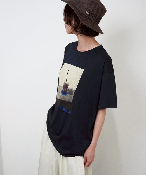 gossara（ゴサラ）の「【ほんのりシアーな素材感】スラブ天竺プリントＴ（Tシャツ/カットソー・レディース・ホワイト/ネイビー/カーキ・FREE）」の17枚目の写真