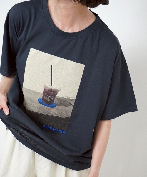 gossara（ゴサラ）の「【ほんのりシアーな素材感】スラブ天竺プリントＴ（Tシャツ/カットソー・レディース・ホワイト/ネイビー/カーキ・FREE）」の19枚目の写真