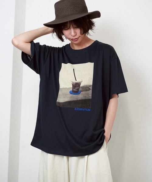 gossara（ゴサラ）の「【ほんのりシアーな素材感】スラブ天竺プリントＴ（Tシャツ/カットソー・レディース・ホワイト/ネイビー/カーキ・FREE）」の16枚目の写真