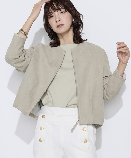 K.T KIYOKO TAKASE（キヨコタカセ）の「〔 TALLサイズ 〕 フェイクスエード タックブルゾン（ブルゾン・レディース・グレイッシュベージュ/ブルー系その他・15号）」の22枚目の写真