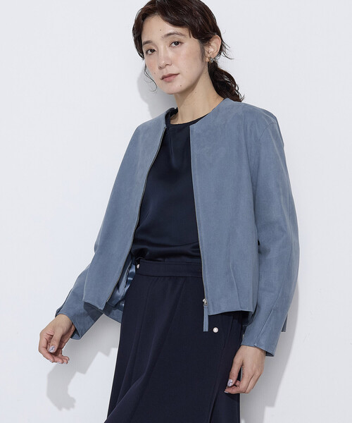 K.T KIYOKO TAKASE（キヨコタカセ）の「〔 TALLサイズ 〕 フェイクスエード タックブルゾン（ブルゾン・レディース・グレイッシュベージュ/ブルー系その他・15号）」の3枚目の写真
