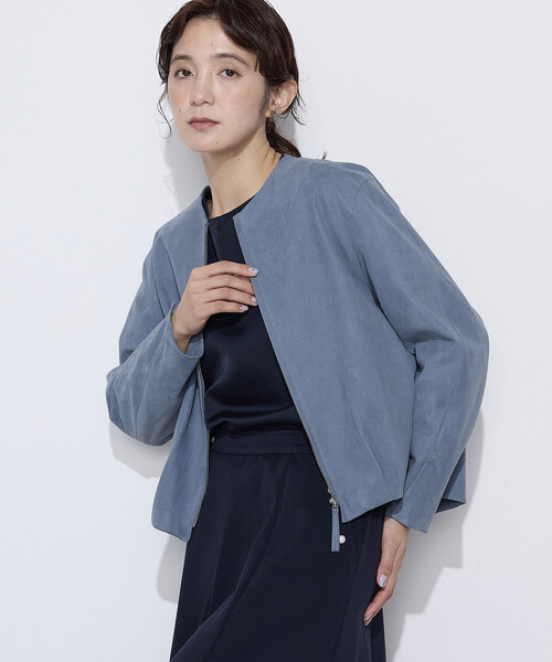 K.T KIYOKO TAKASE（キヨコタカセ）の「〔 TALLサイズ 〕 フェイクスエード タックブルゾン（ブルゾン・レディース・グレイッシュベージュ/ブルー系その他・15号）」の4枚目の写真